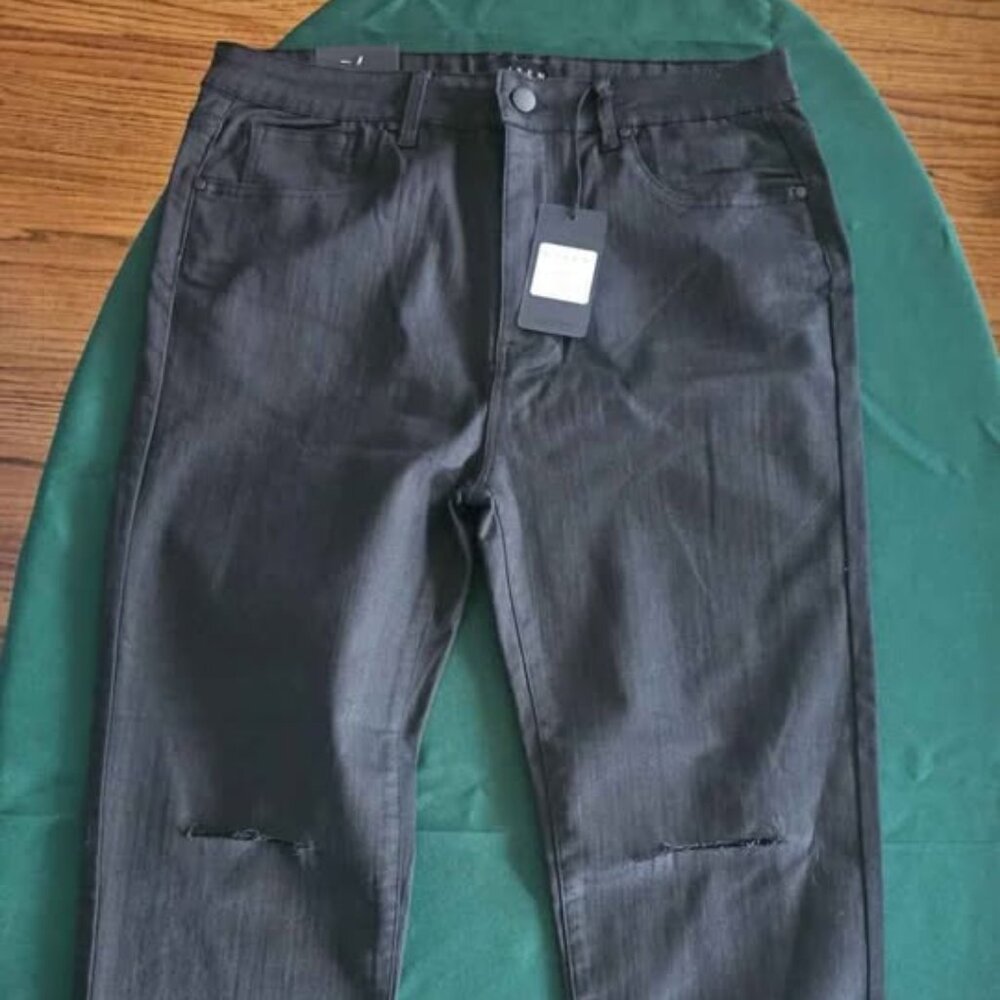 Risen Jeans Black Coated Twill Size 1XL